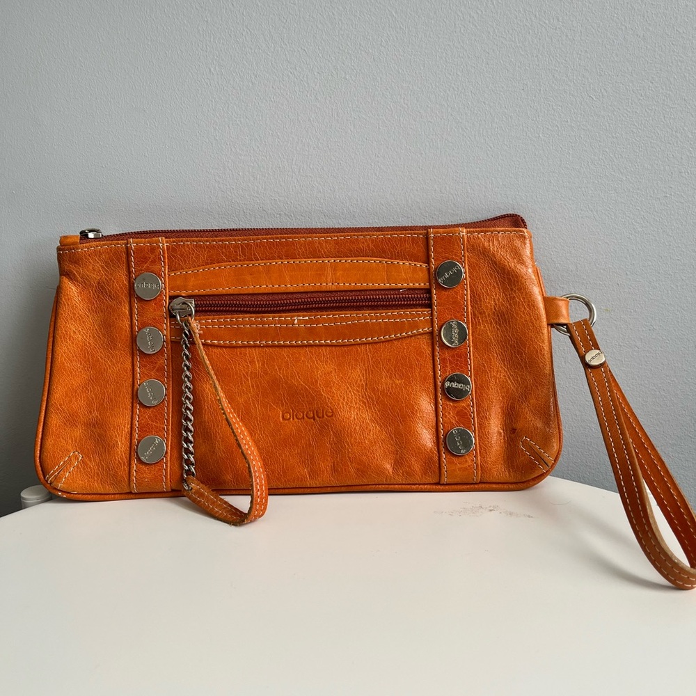 Blaque Cognac Coloured Leather Women's Clutch Bag